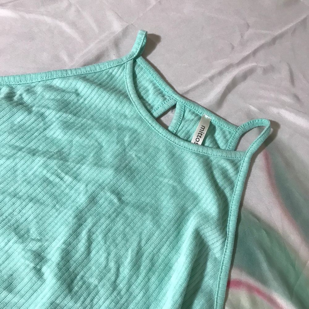 Mittoshop Mint Green Knit Ribbed Racerback Dress - Picture 2 of 7